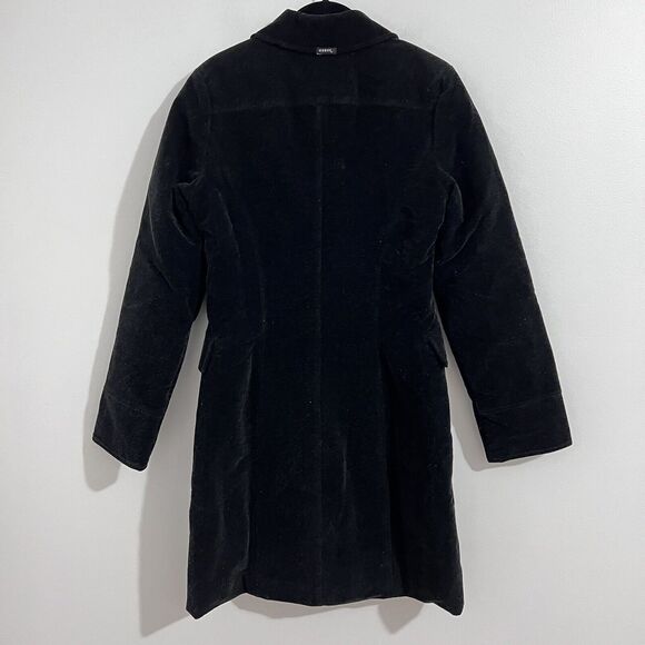 Guess Jeans Black Velvet Coat Sparkly Size S Vintage Hidden Button Minimalistic - Picture 4 of 13